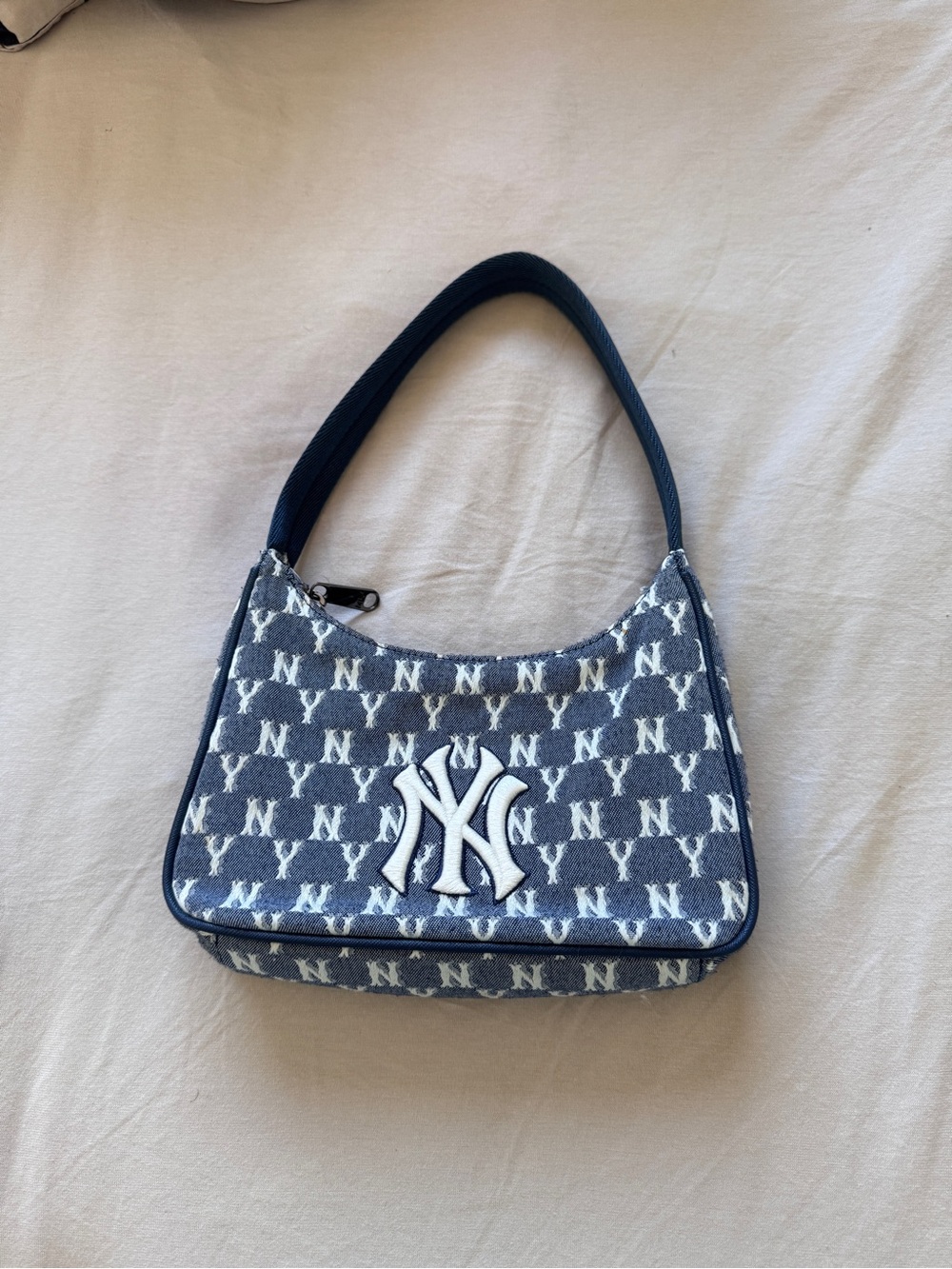 MLB Navy Monogram New York Shoulder Bag